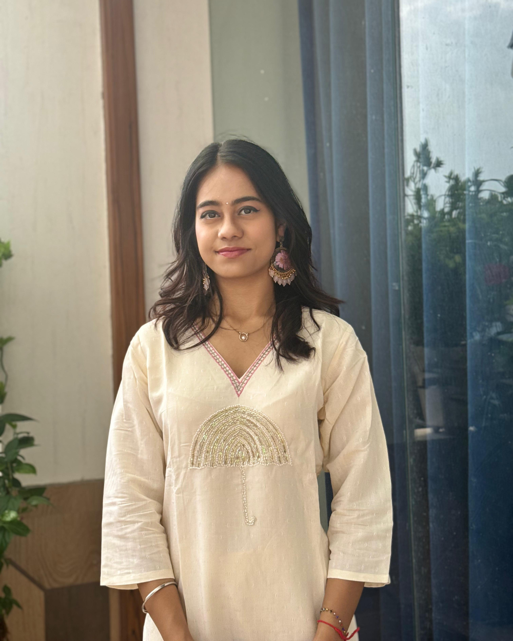 TANRAAYA Off White V neck Co-ord set - Image 4