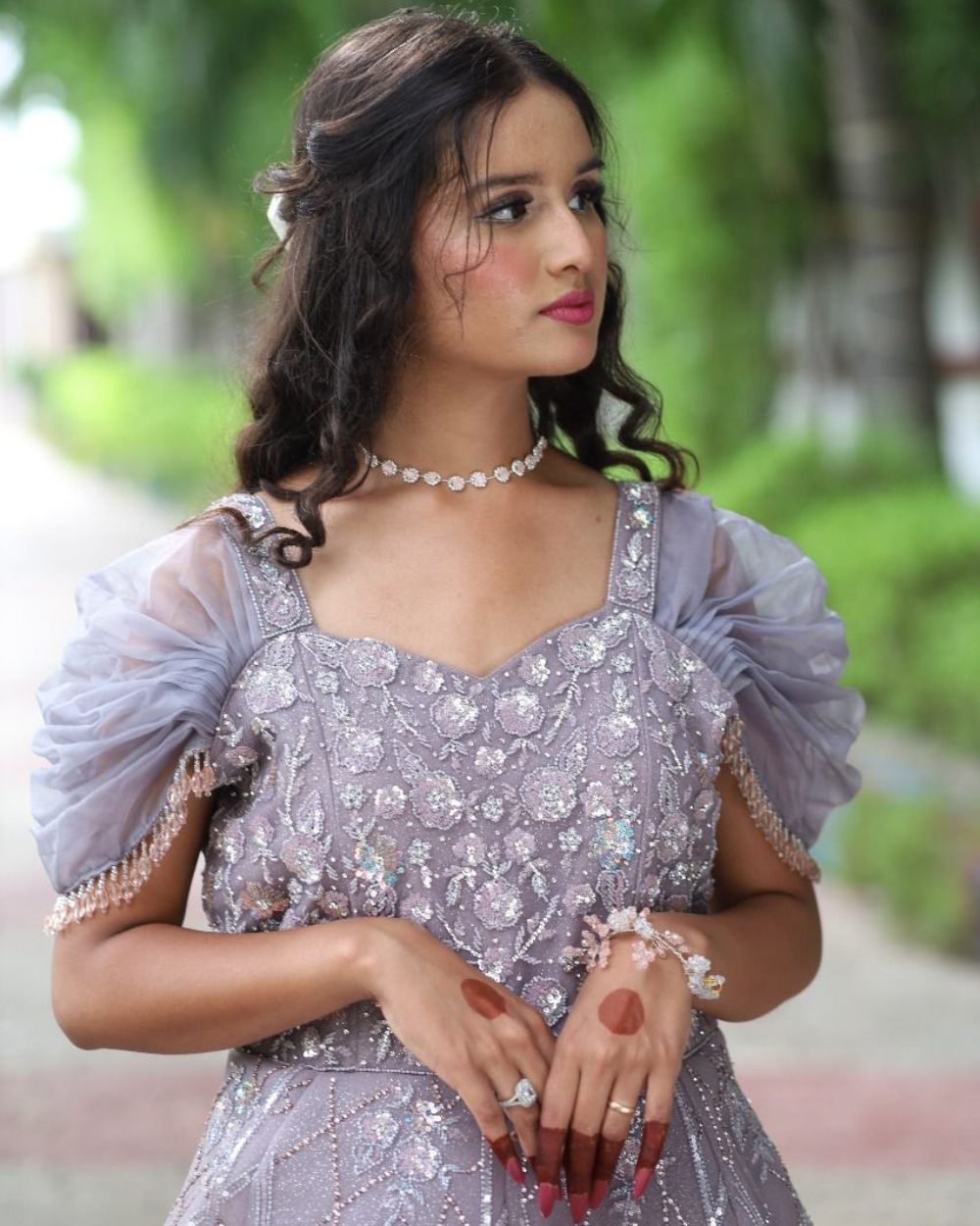 TANRAAYA Grey stone embroidered reception gown - Image 5