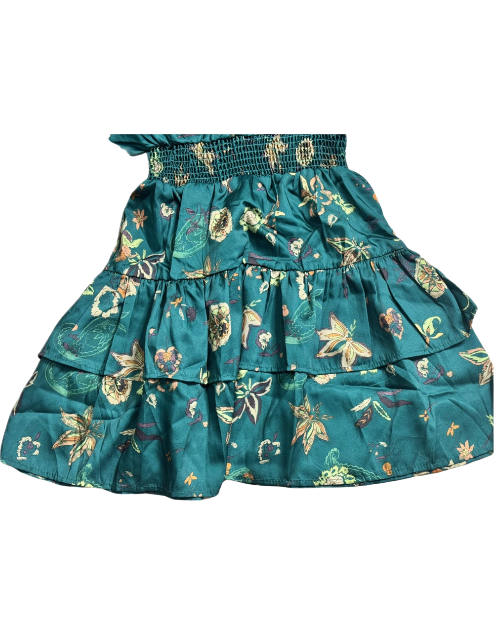 TANRAAYA Sea Green Floral Print Short Dress with V neck - Image 4